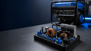 برد رگولاتور ولتاژ خودکار AVR در کنار ژنراتور برق