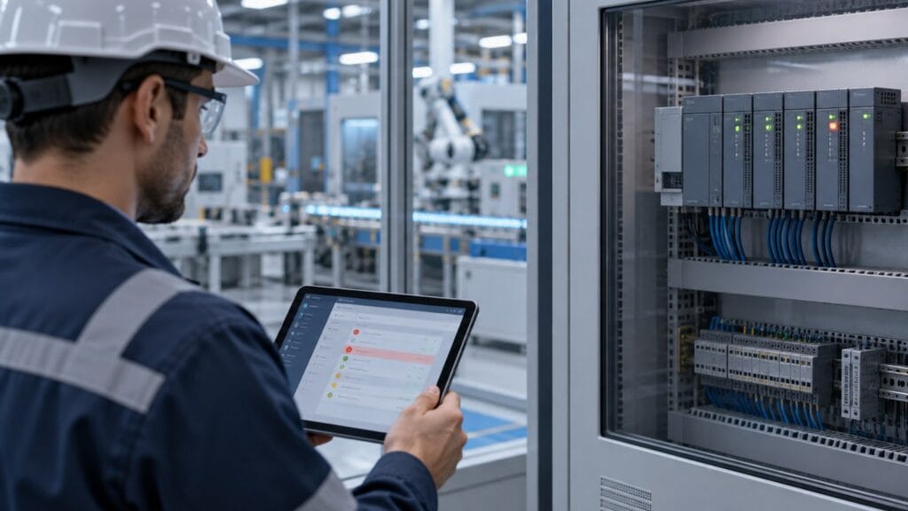 بررسی ایمن نشانه‌های اختلال PLC در تابلو اتوماسیون صنعتی